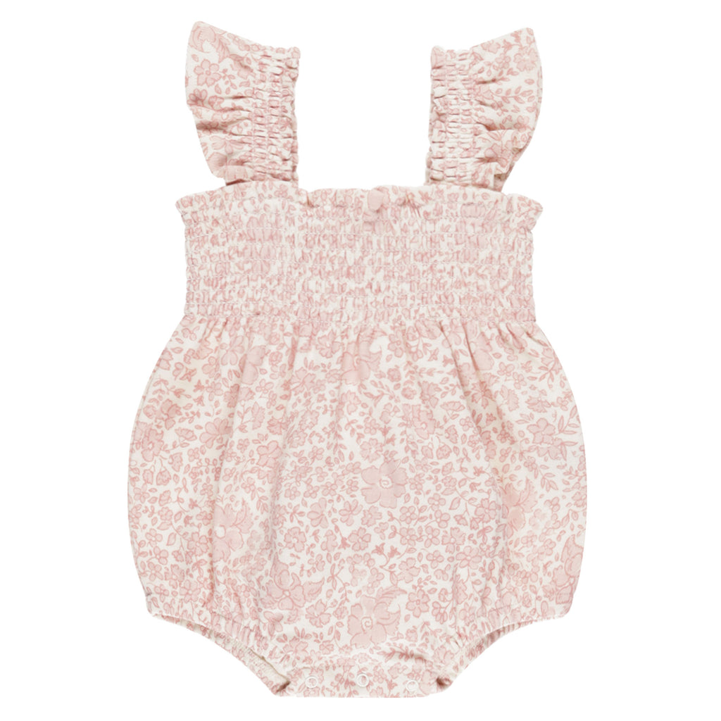 Baby Girls' Smocked Floral Bubble Romper