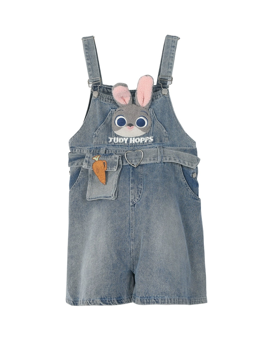 Girls' Distressed Denim Shortalls