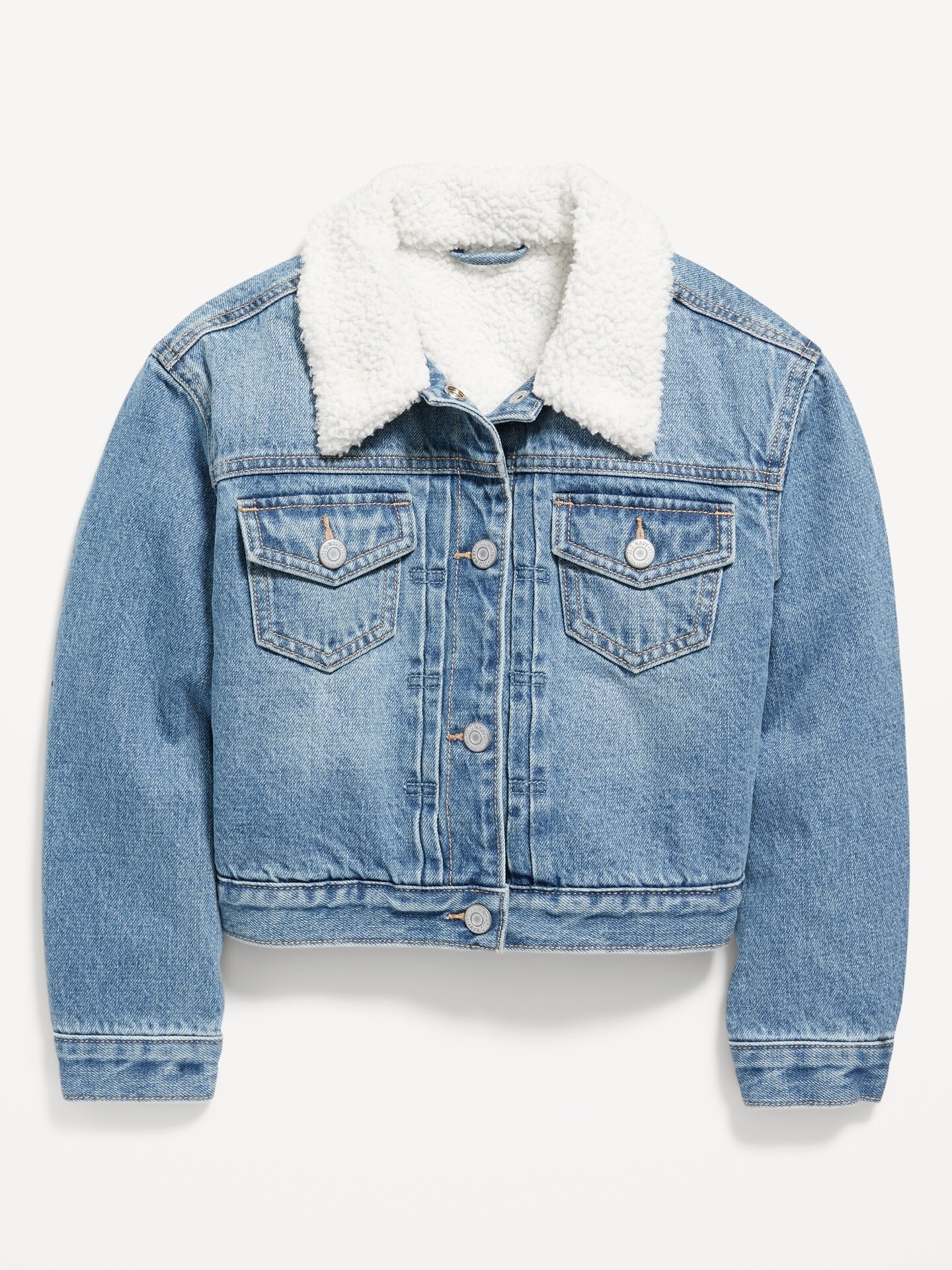 Girls' Sherpa-Lined Denim Trucker Jacket