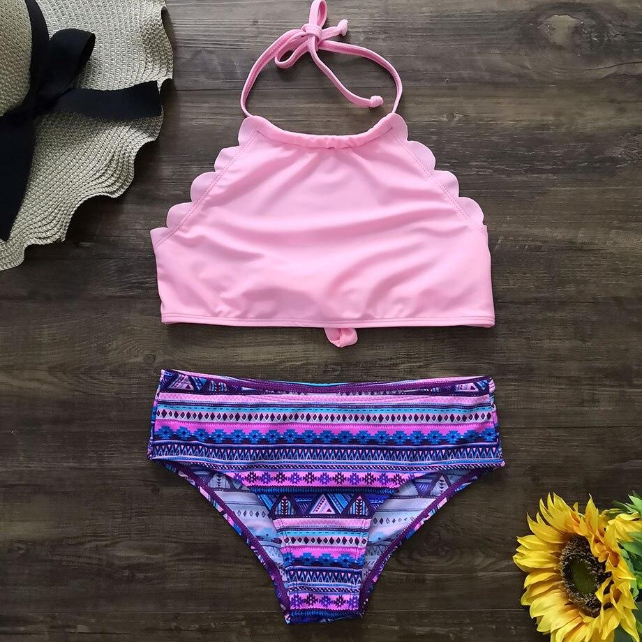 Girls' Two-Piece Halter Swimini