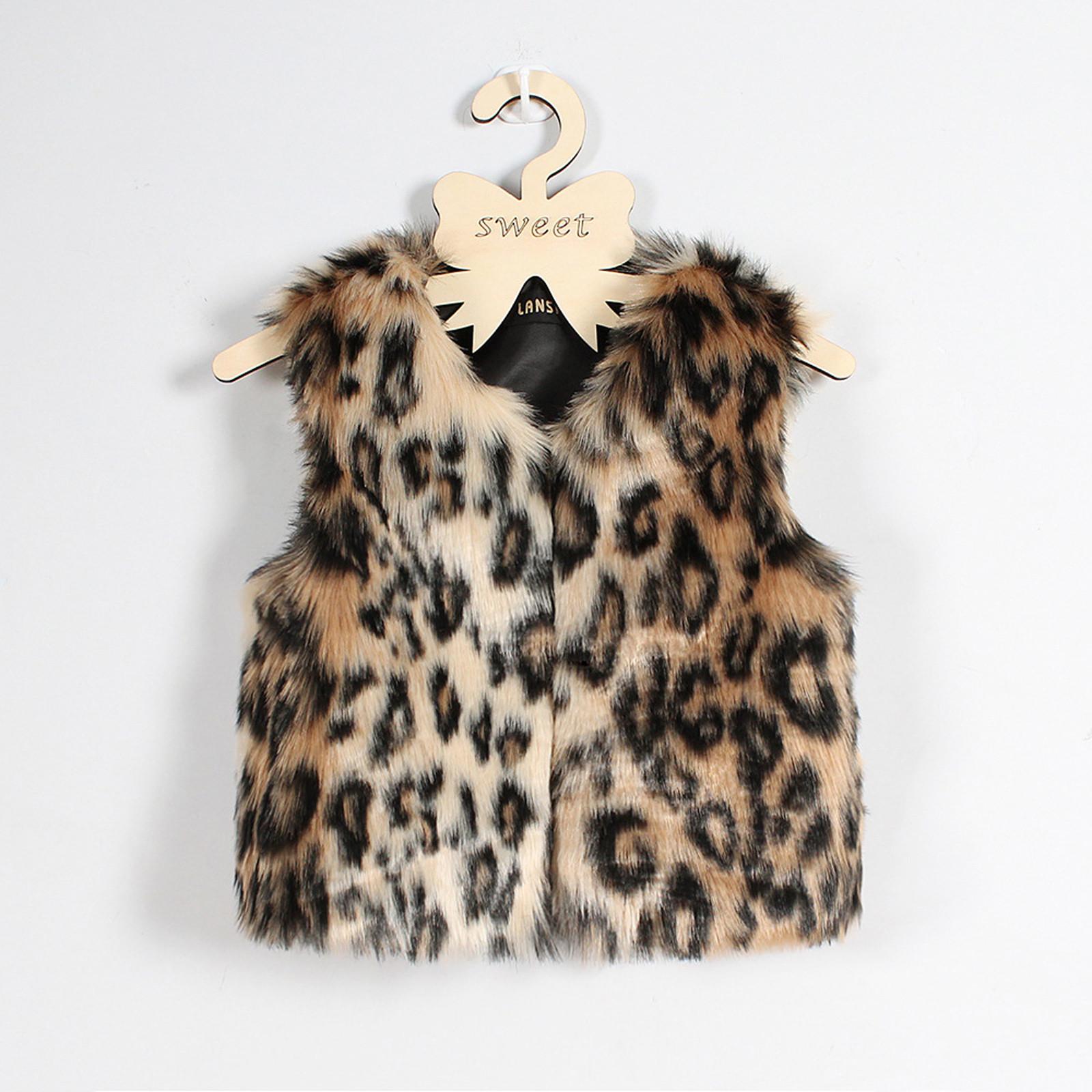 Toddler Girls' Leopard Print Faux Fur Vest