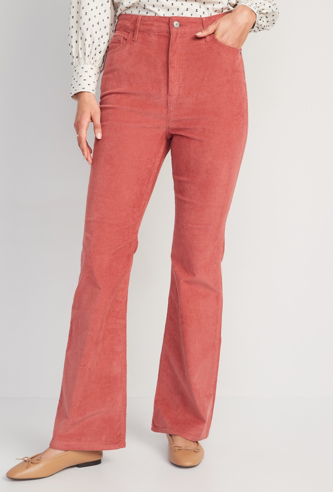Women's High-Waisted Flared Corduroys
