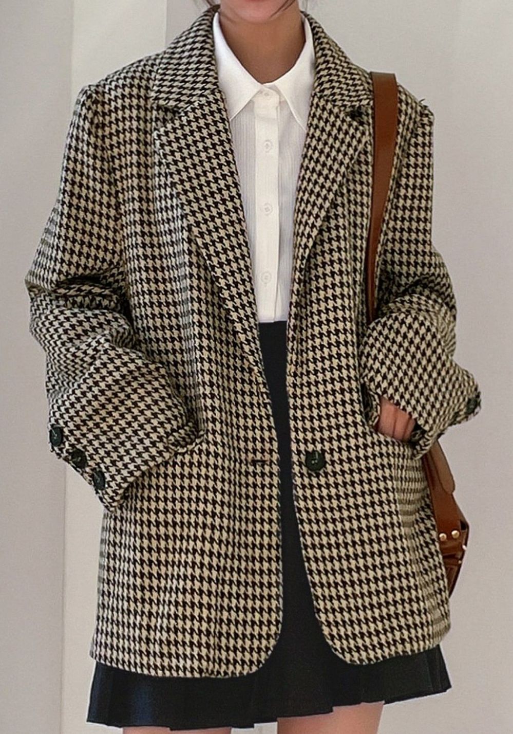 Women's Houndstooth Blazer Coat