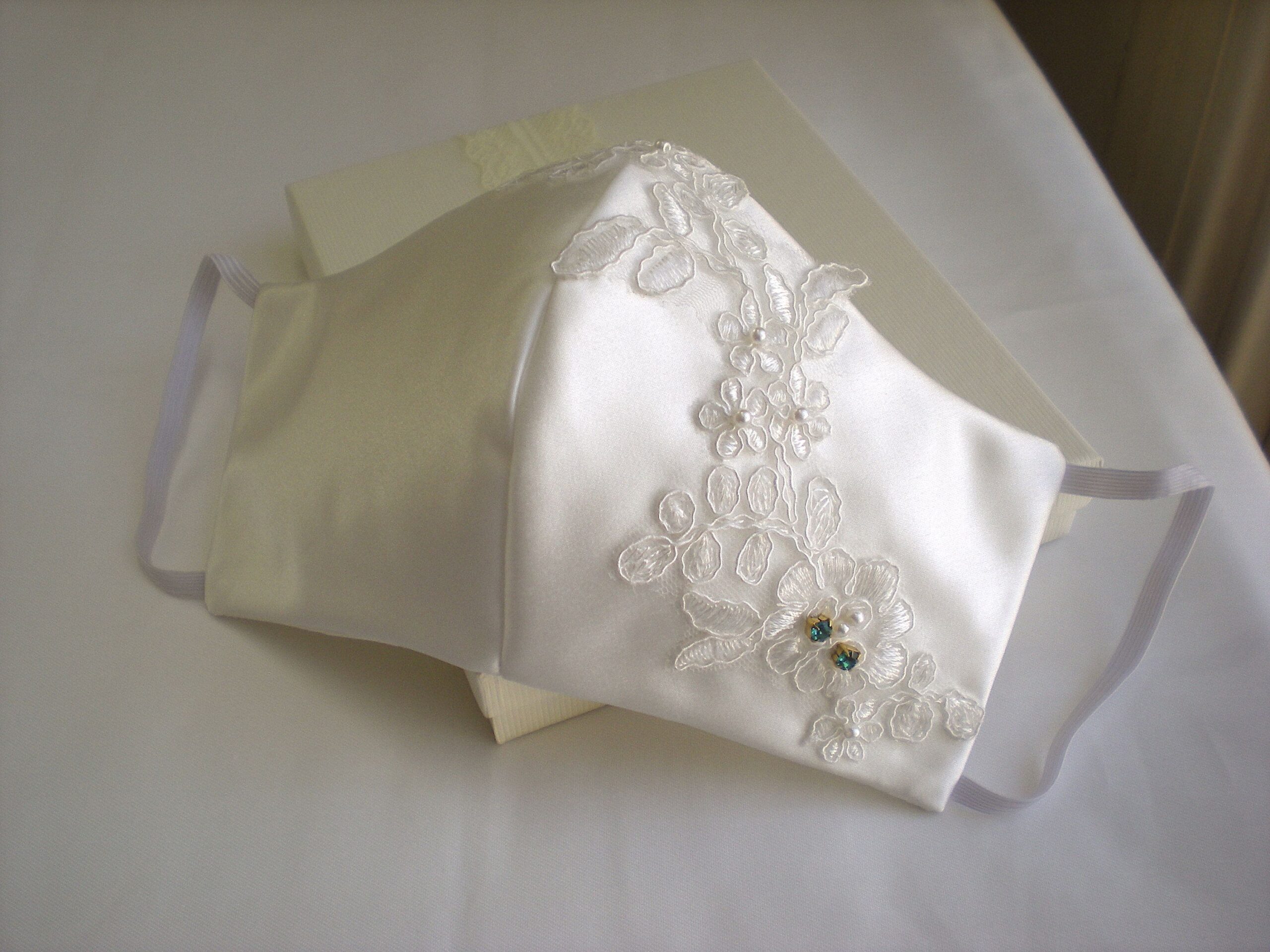 Women's Ivory Silk Wedding Face Mask