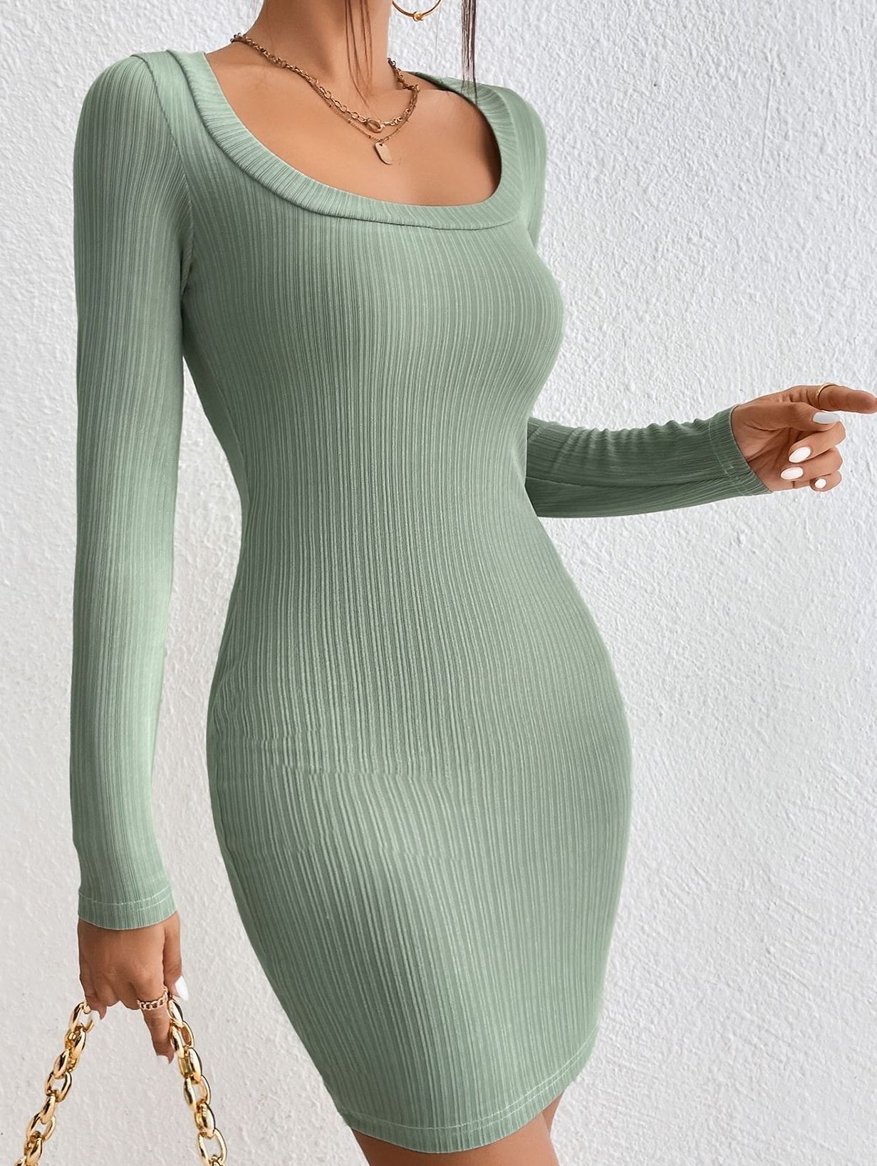 Women's Ribbed Knit Bodycon Dress