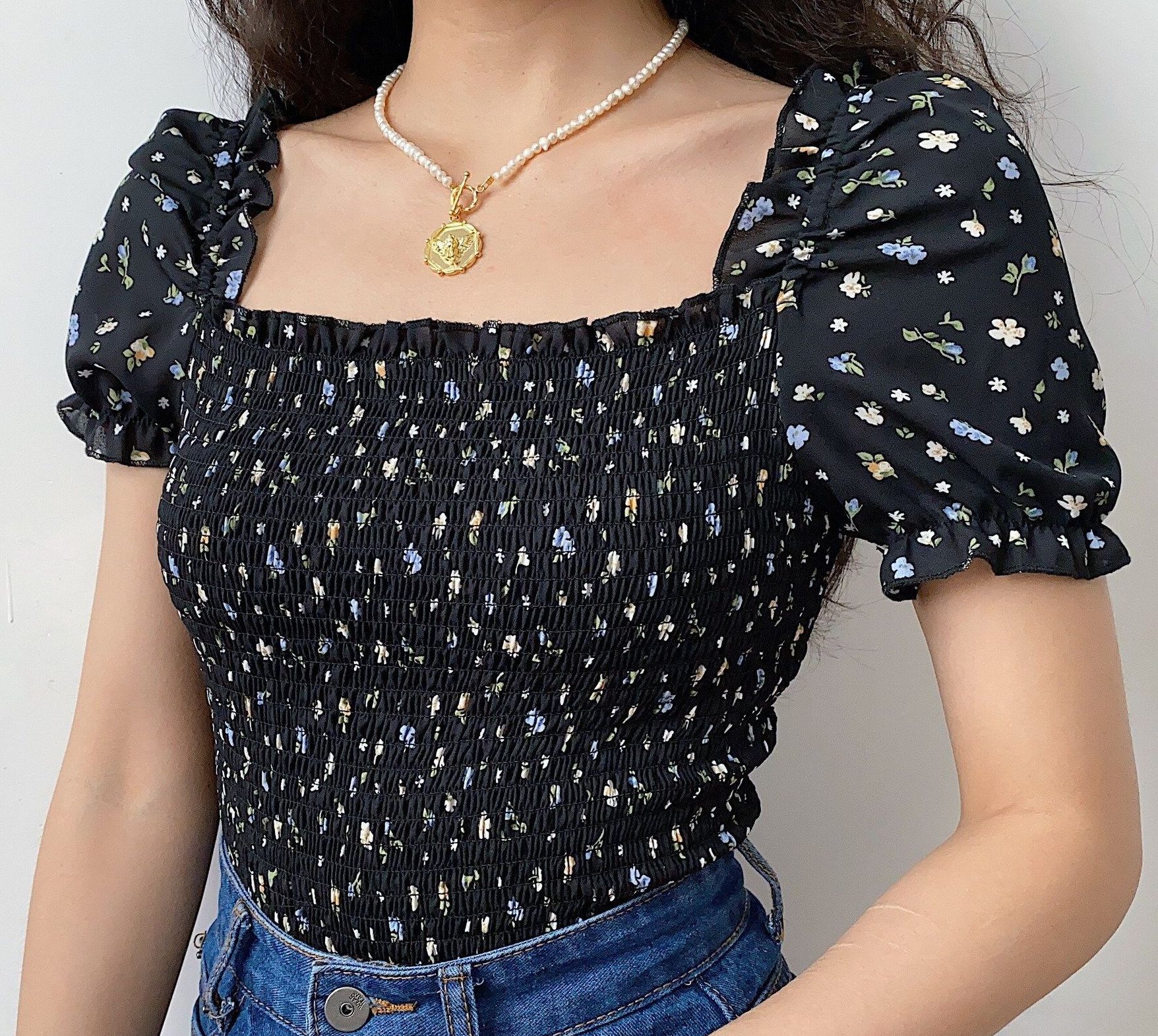 Women's Smocked Bodice Crop Top